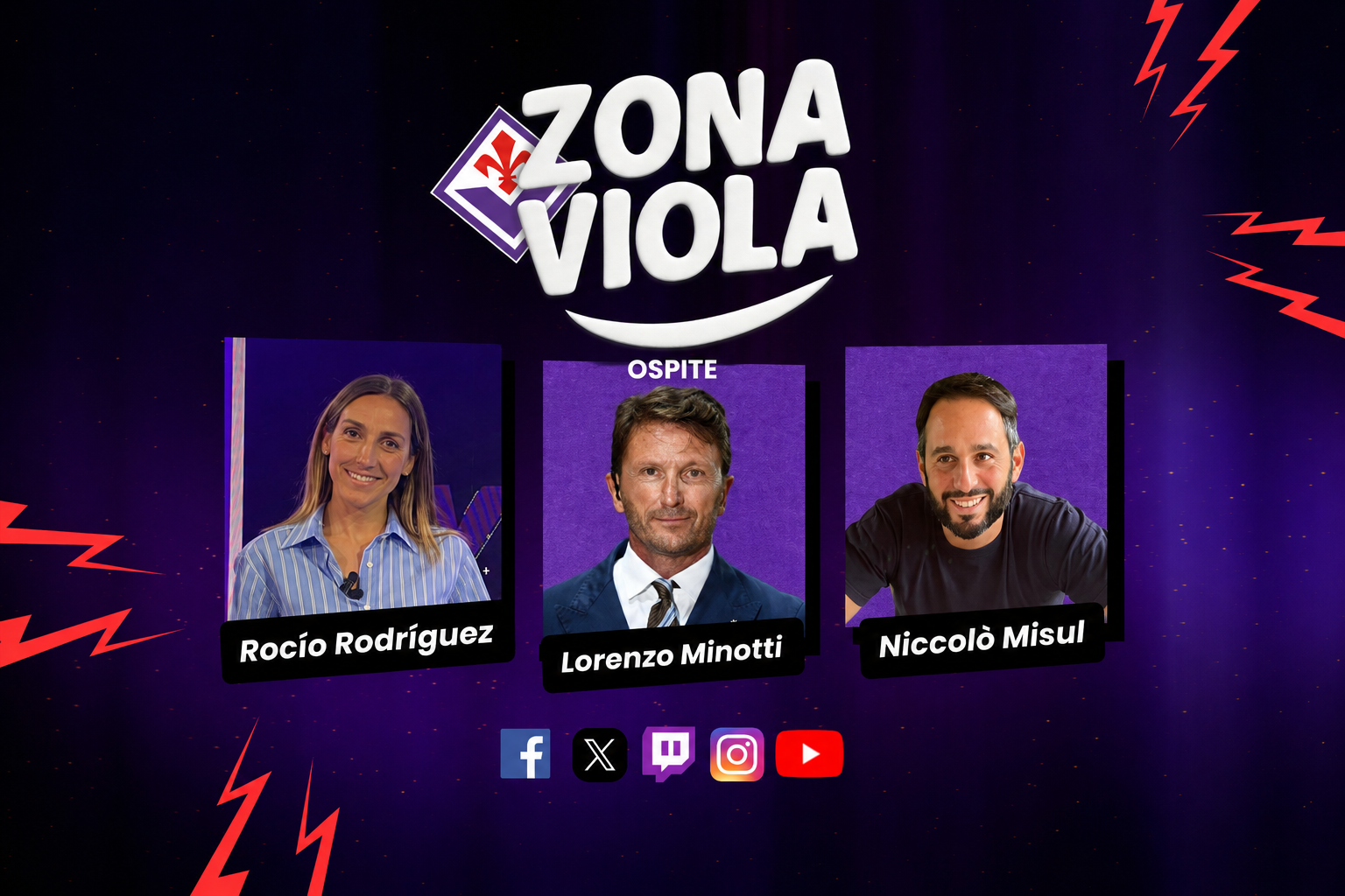Zona Viola con Niccolò Misul e Rocío Rodríguez oggi alle 19.30: ospite Lorenzo Minotti