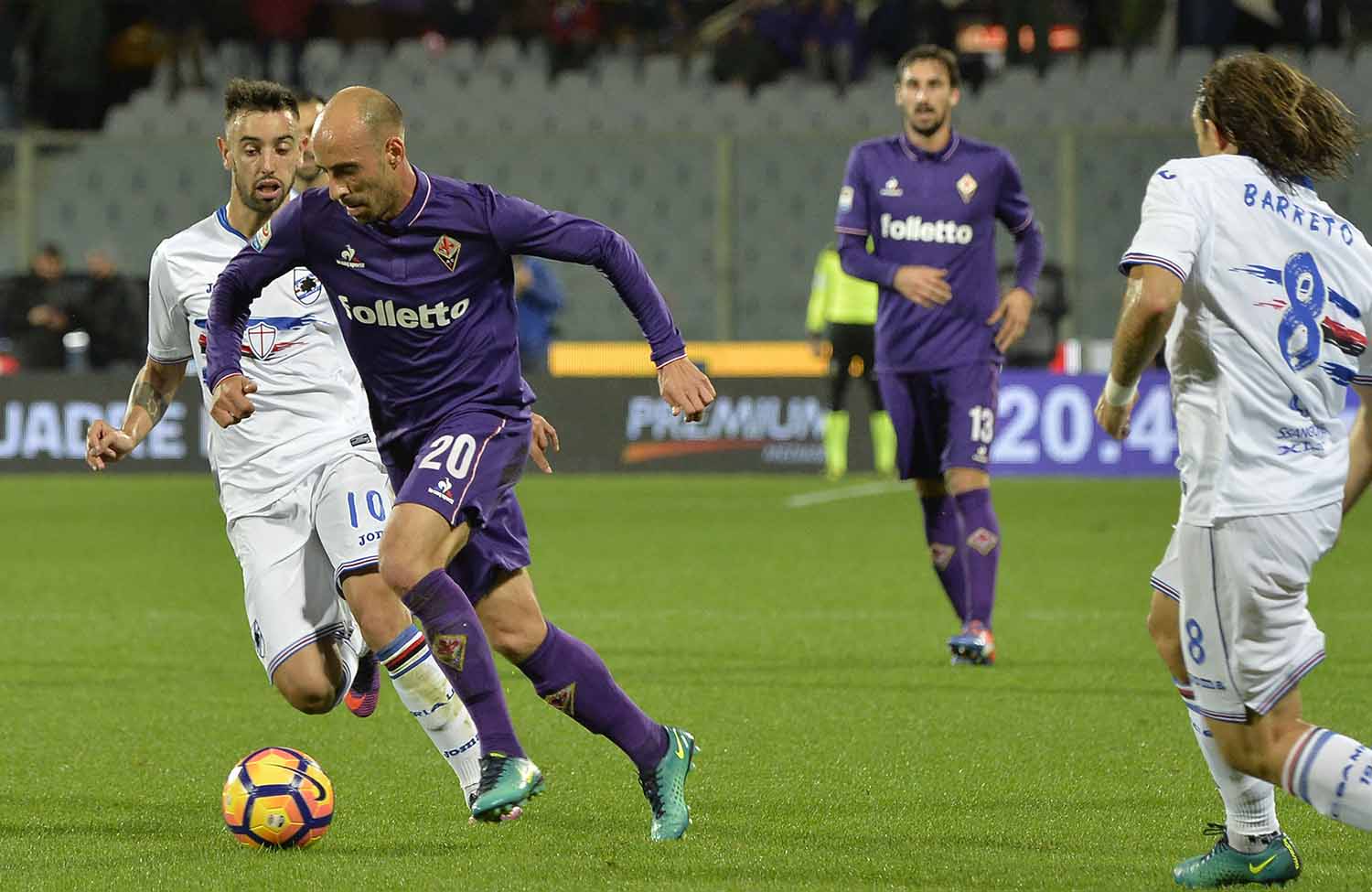 Sampdoria-Fiorentina, le formazioni ufficiali: c'è Berna, Chiesa e Kalinic in panchina