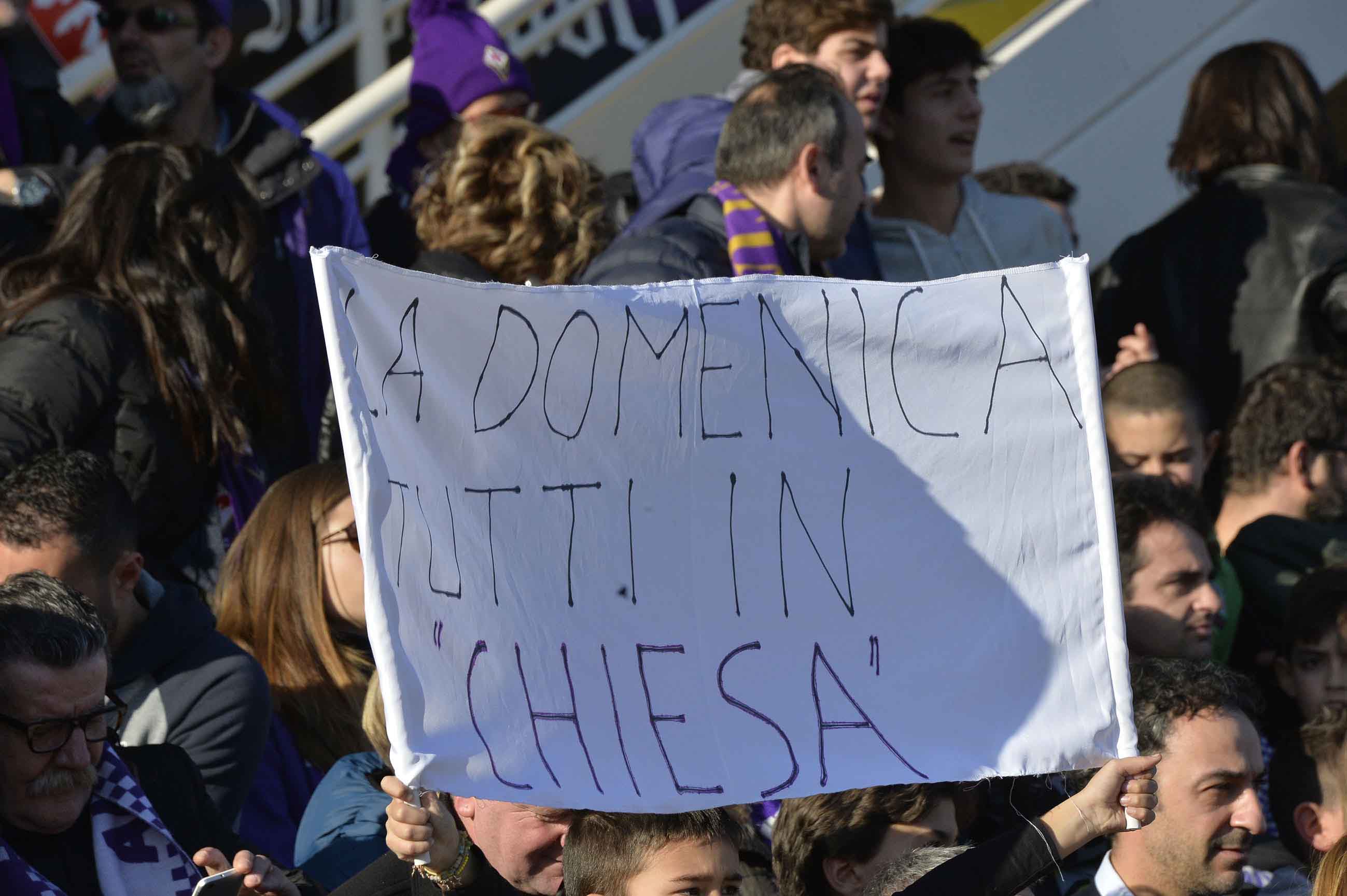 FIORENTINA-GENOA 29-01-2017. STRISCIONE PER FEDERICO CHIESA. GALASSI SILVANO