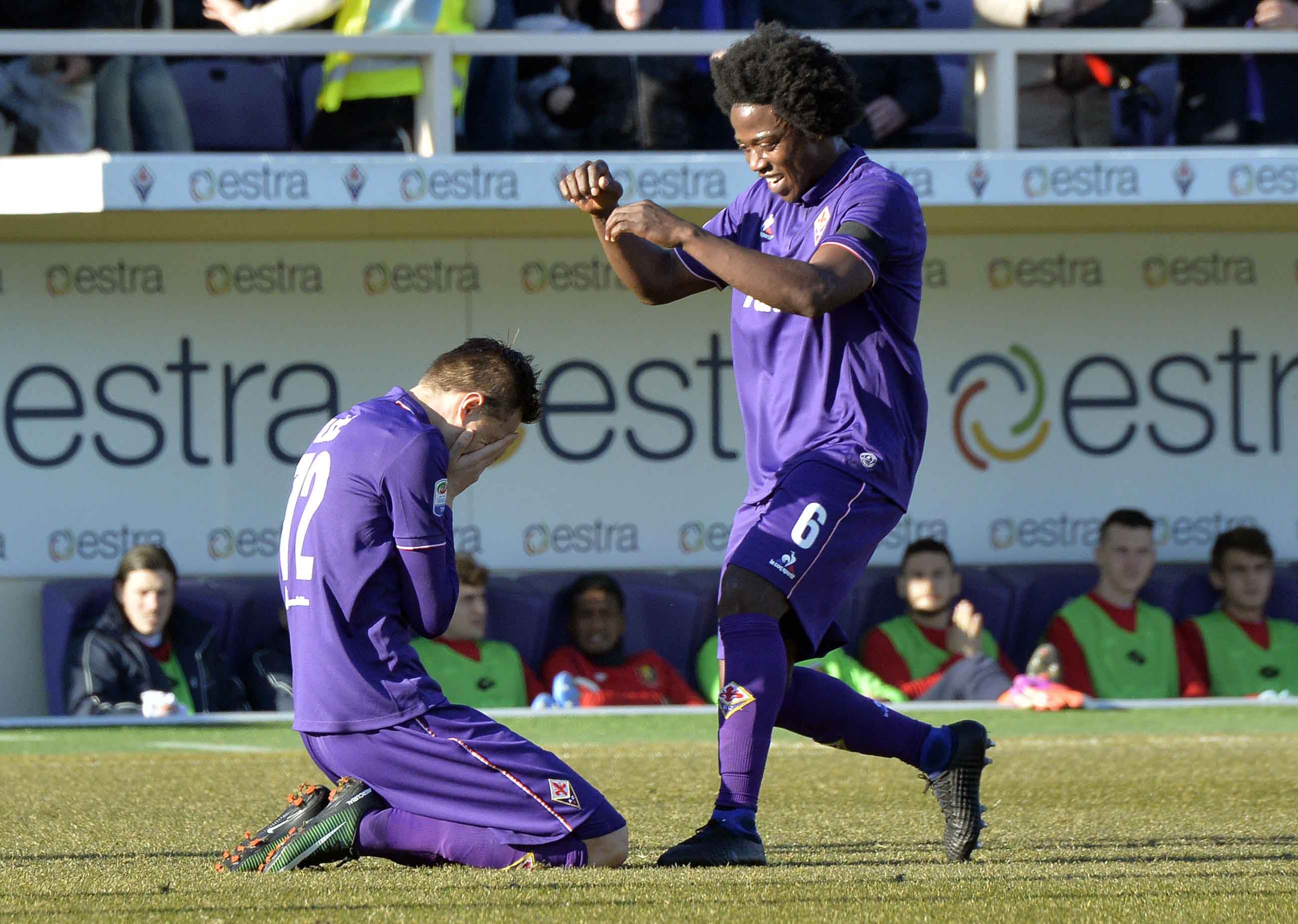 FIORENTINA-GENOA 29-01-2017. ESULTANZA DI JOSIP ILICIC. GALASSI SILVANO