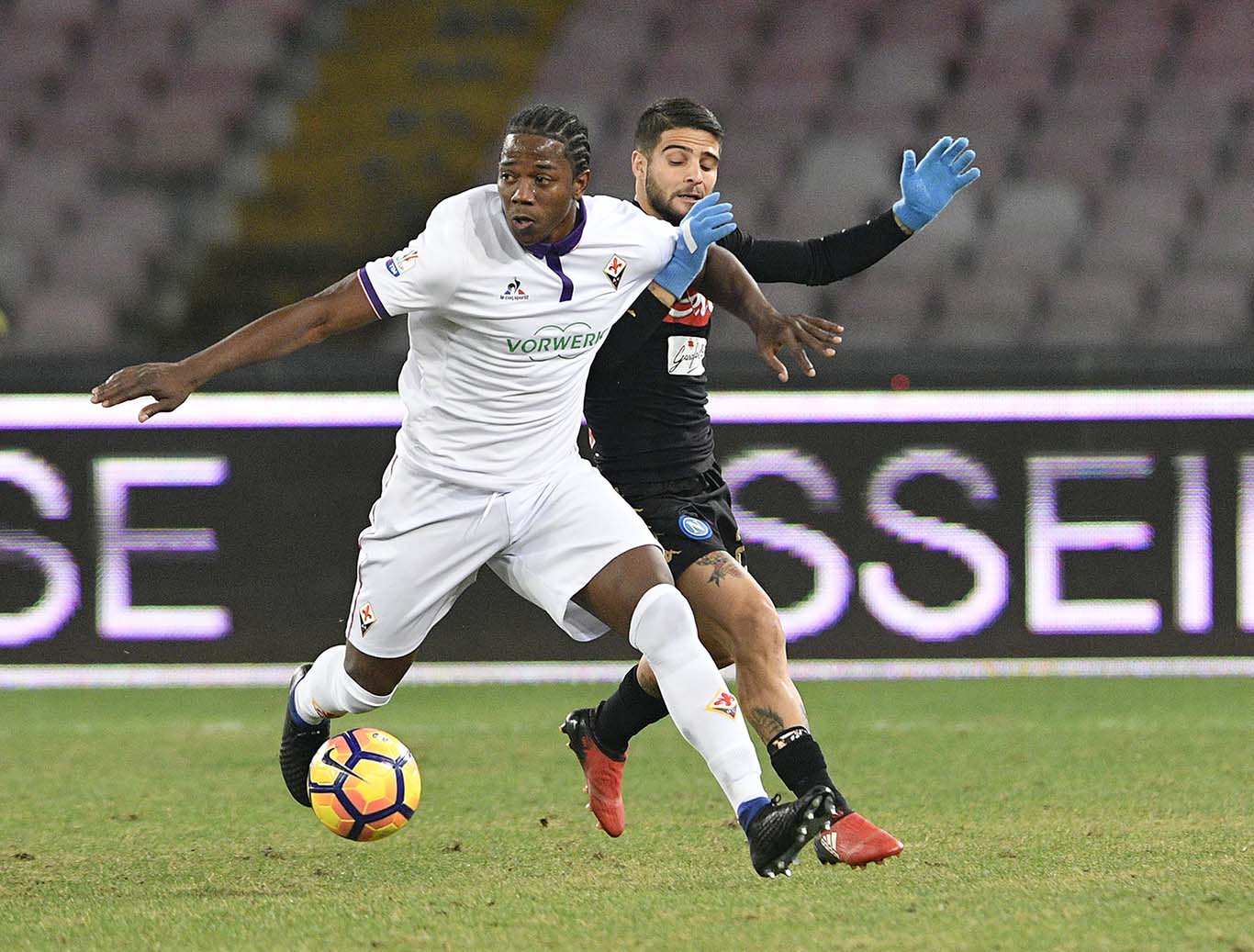NAPOLI-FIORENTINA COPPA ITALIA 24-01-2017. LORENZO INSIGNE E CARLOS SANCHEZ. GALASSI SILVANO