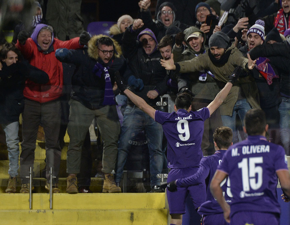 FIORENTINA-JUVENTUS 15-01-2017 ESULTANZA DI NIKOLA KALINIC. GALASSI SILVANO