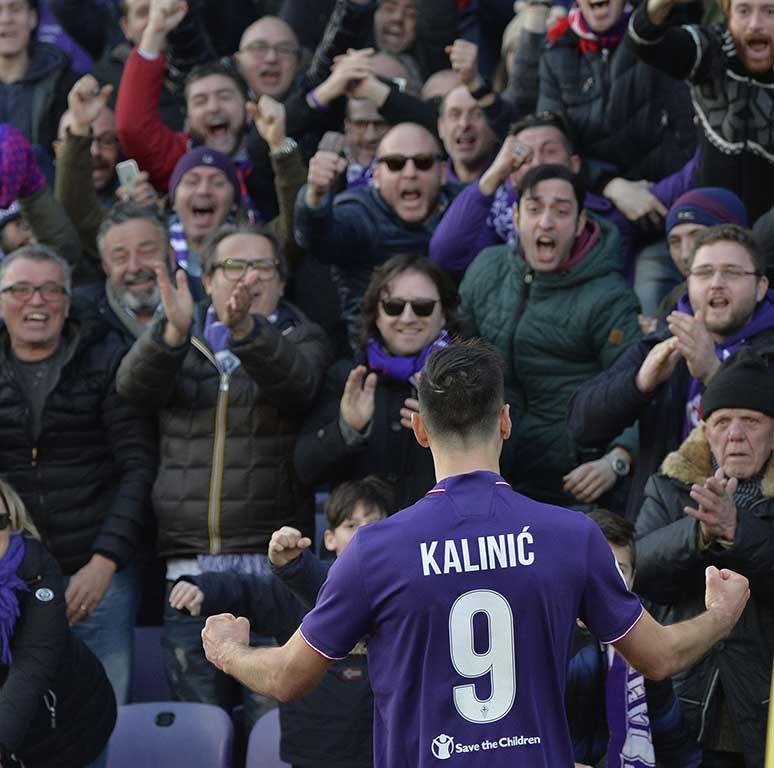 FIORENTINA-GENOA 29-01-2017. ESULTANZA DI NIKOLA KALINIC. GALASSI SILVANO