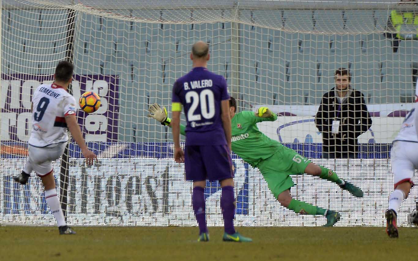 FIORENTINA-GENOA 29-01-2017. GOL SU RIGOREDI SIMEONE 3-3. GALASSI SILVANO