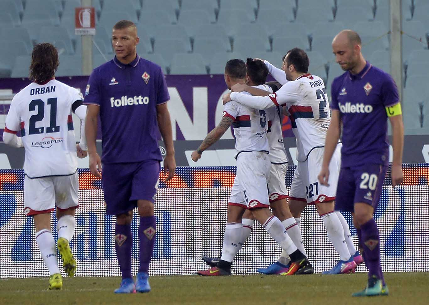 FIORENTINA-GENOA 29-01-2017. ESULTANZA DI SIMEONE DOPO IL GOL 3-3. GALASSI SILVANO