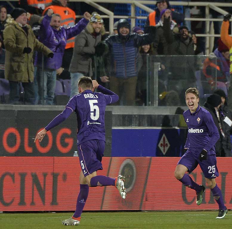 FIORENTINA-JUVENTUS 15-01-2017. esultanza di federico chiesa. GALASSI SILVANO