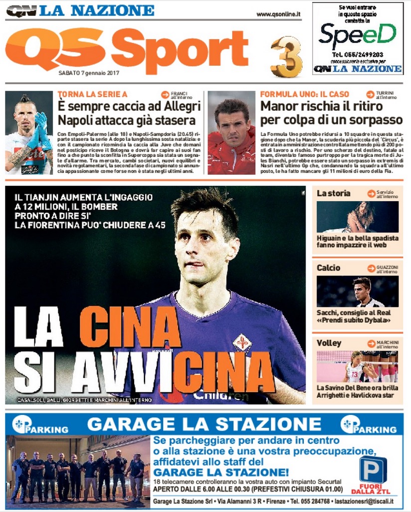 Quotidiani: la prima pagina di Qs, Stadio, Gazzetta, Corriere dello Sport e Tuttosport