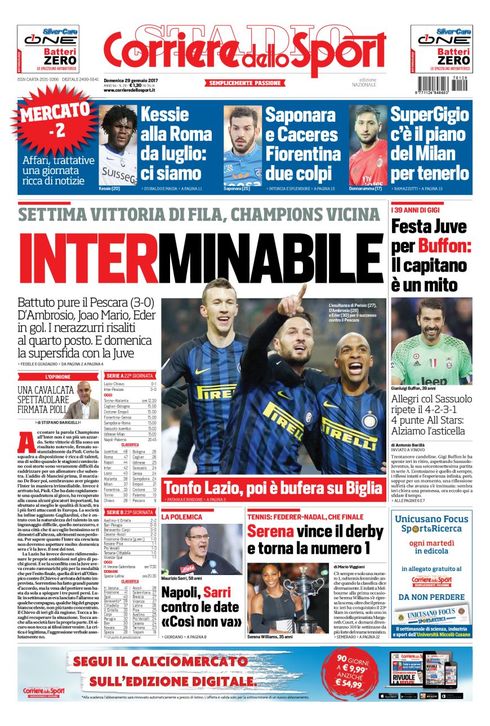 Quotidiani: la prima pagina di Qs, Stadio, Gazzetta, Corriere dello Sport, Tuttosport
