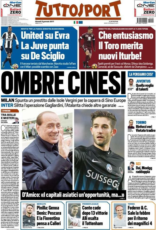 Quotidiani: la prima pagina di Gazzetta, Qs, Stadio, Corriere dello Sport e Tuttosport