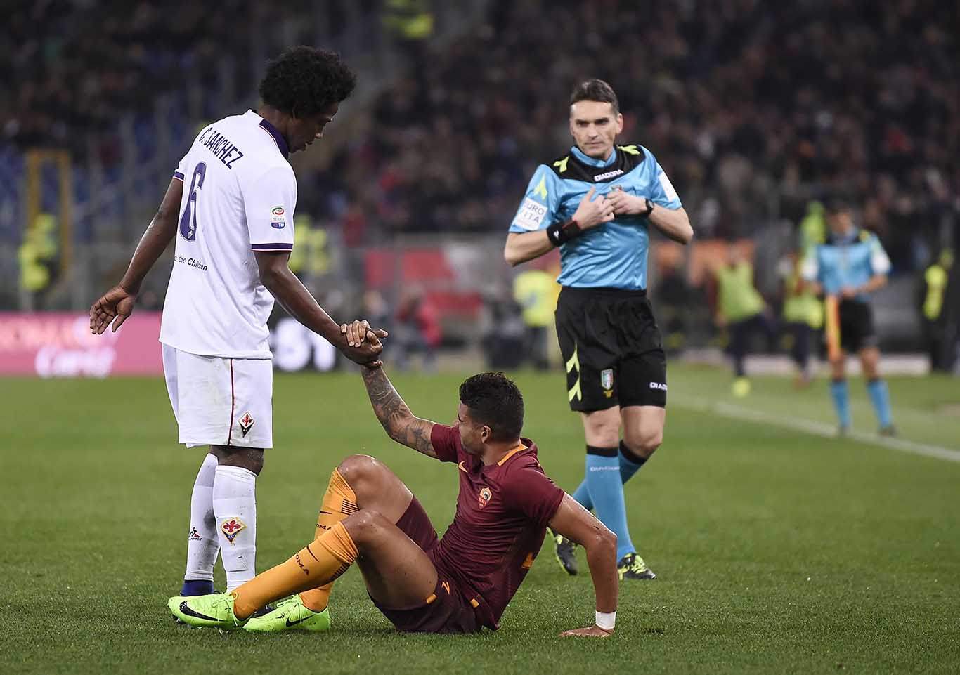 ROMA-FIORENTINA 07-02-2017. carlos sanchez. GALASSI SILVANO
