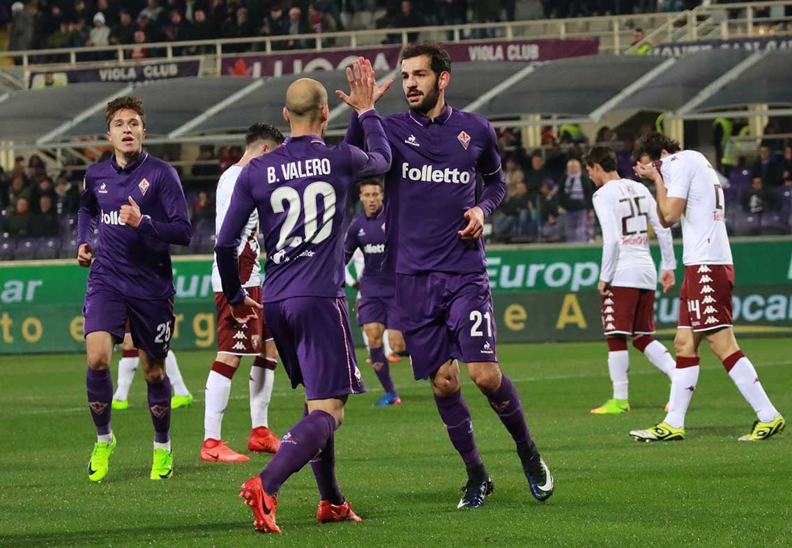 FIORENTINA-TORINO 27-02-2017. ESULTANZA DI RICCARDO SAPONARA. GALASSI SILVANO
