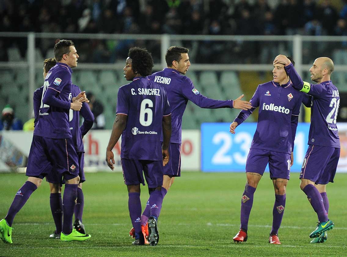 PESCARA-FIORENTINA 01-02-2017. ESULTANZA DI CRISTIAN TELLO DOPO IL GOL. GALASSI SILVANO