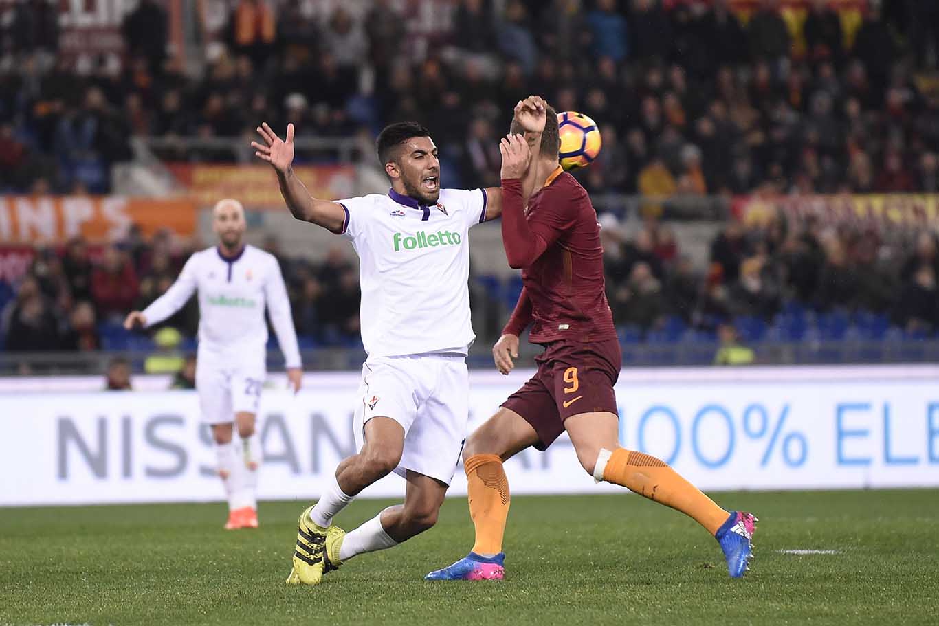 ROMA-FIORENTINA 07-02-2017. MAXI OLIVERA ANTICIPA DZEKO. GALASSI SILVANO
