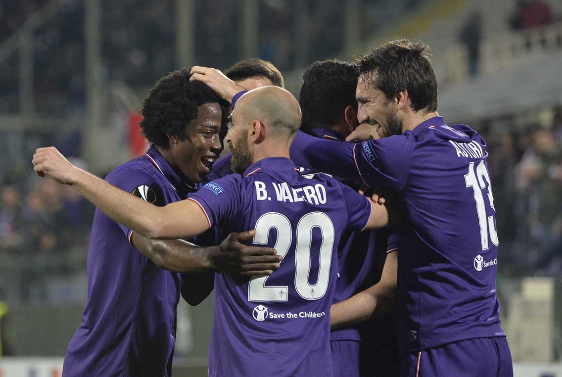 Fiorentina-Borussia M'Gladbach Esultanza gol Valero Sanchez Astori