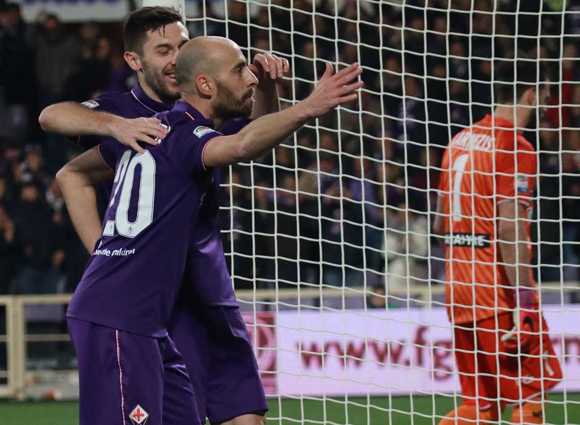 FIORENTINA-UDINESEW. 11-02-2017 ESULTANZA DI BORJA VALERO DOPO IL GOL. GALASSI SILVANO