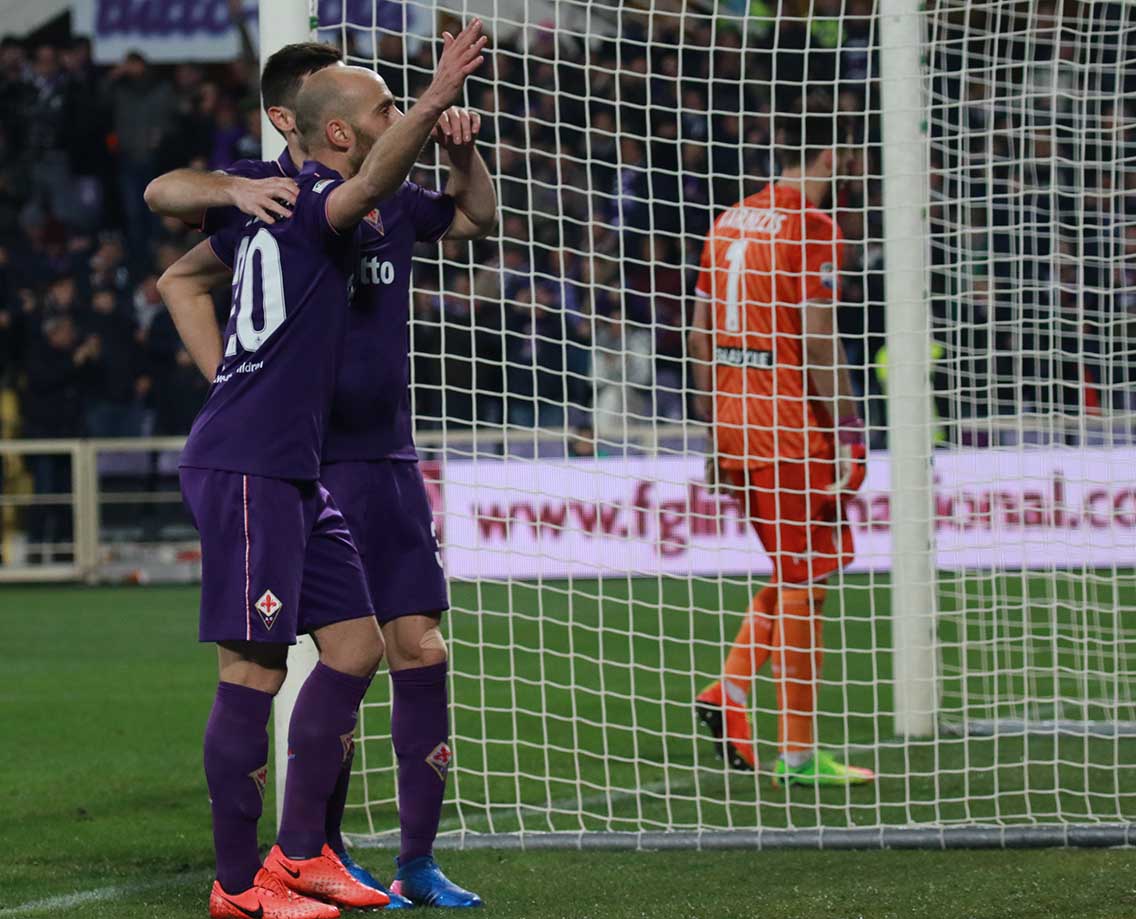 FIORENTINA-UDINESEW. 11-02-2017 ESULTANZA DI BORJA VALERO DOPO IL GOL. GALASSI SILVANO