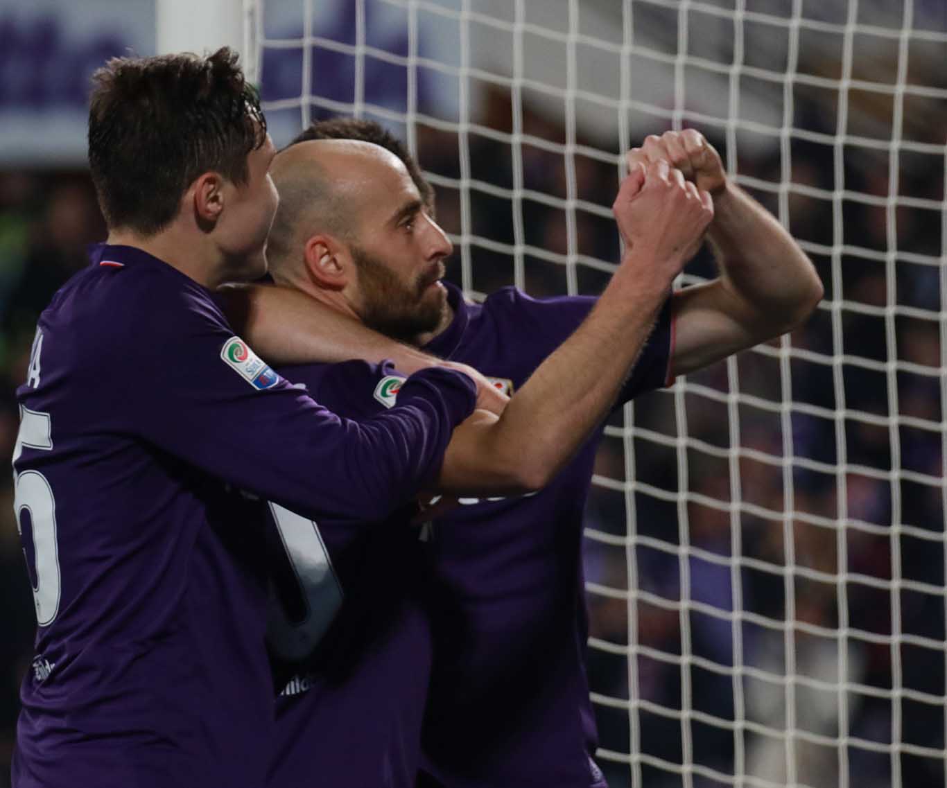 FIORENTINA-UDINESEW. 11-02-2017 ESULTANZA DI BORJA VALERO DOPO IL GOL. GALASSI SILVANO