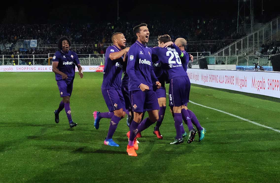 PESCARA-FIORENTINA 01-02-2017. ESULTANZA DI CRISTIAN TELLO. GALASSI SILVANO