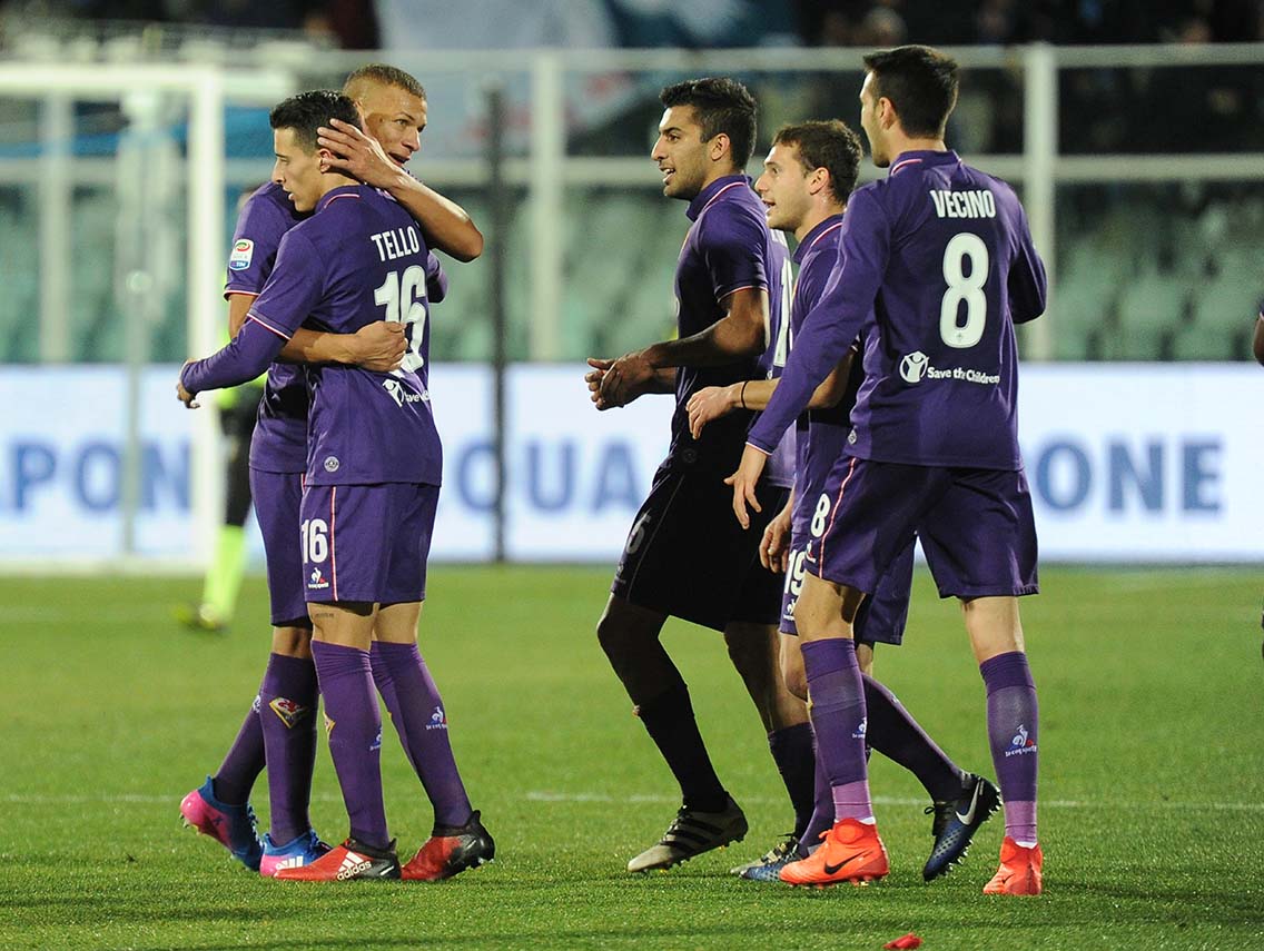 PESCARA-FIORENTINA 01-02-2017. ESULTANZA DI CRISTIAN TELLO. GALASSI SILVANO