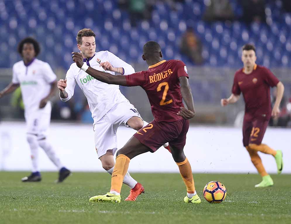 ROMA-FIORENTINA 07-02-2017. FEDERICO BERNARDESCHI E ANTONIO RUDIGER. GALASSI SILVANO