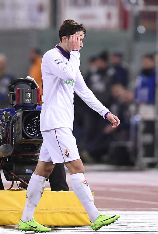 ROMA-FIORENTINA 07-02-2017. DELUSIONE FINALE DI FEDERICO CHIESA. GALASSI SILVANO