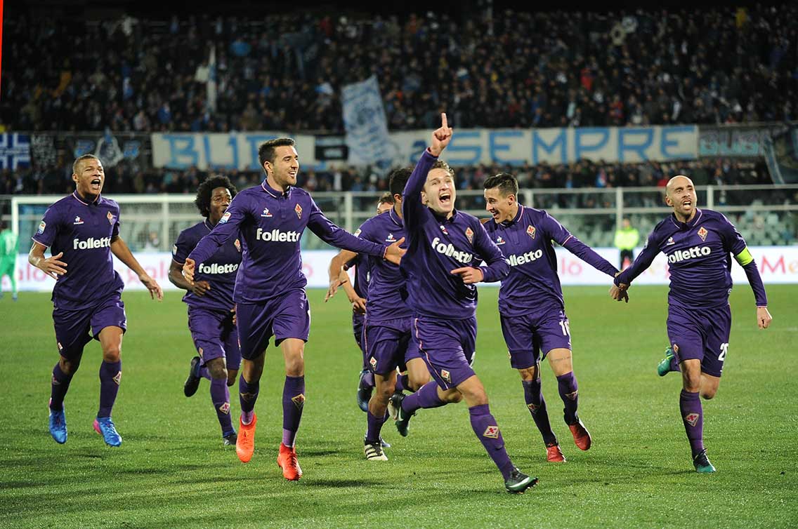 PESCARA-FIORENTINA 01-02-2017. ESULTANZA DI CRISTIAN TELLO. GALASSI SILVANO