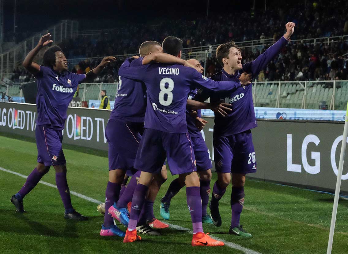 PESCARA-FIORENTINA 01-02-2017. ESULTANZA finale. GALASSI SILVANO