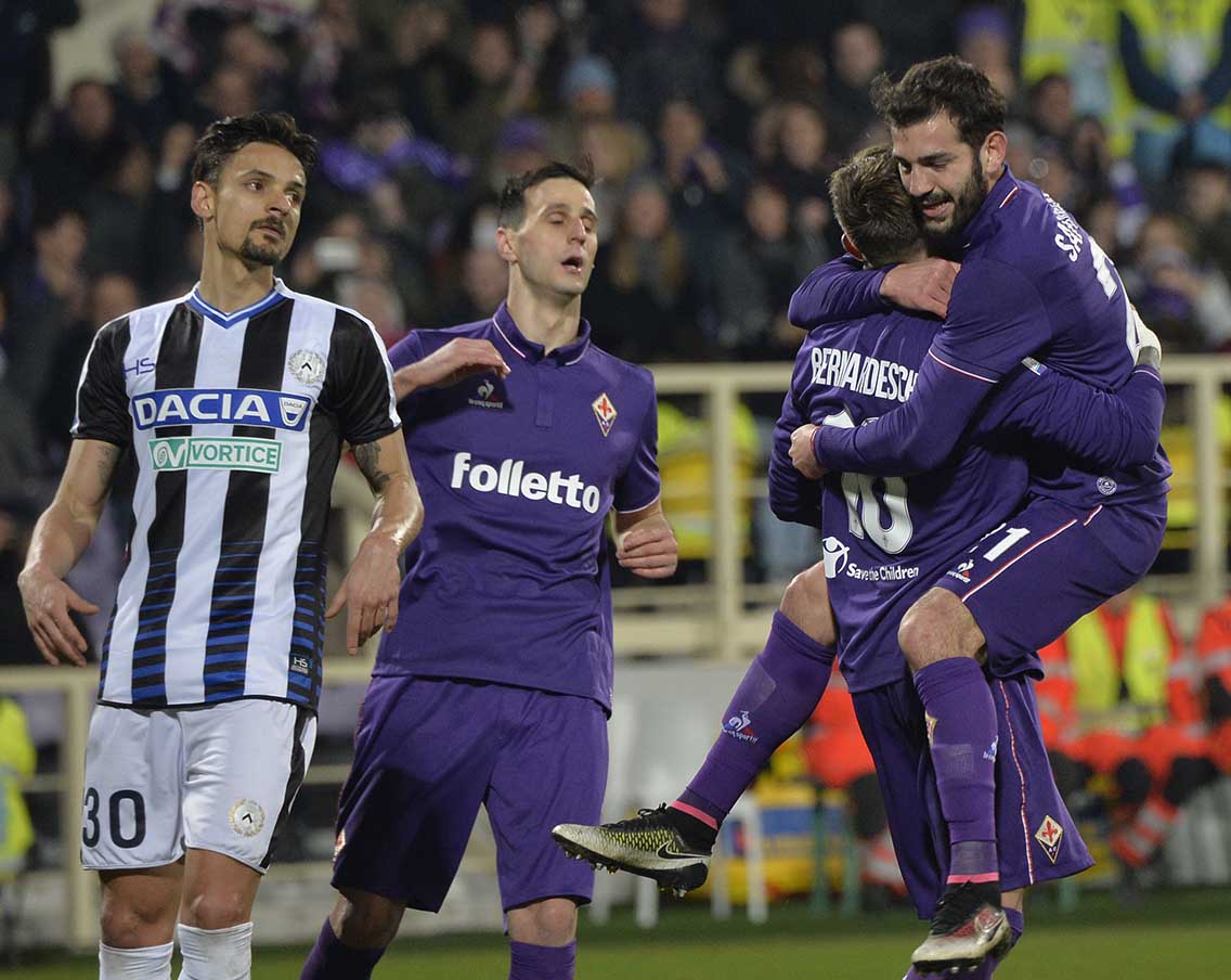 FIORENTINA-UDINESEW. 11-02-2017 ESULTANZA DI federico bernardeschi DOPO IL GOL. GALASSI SILVANO