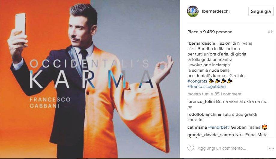 Bernardeschi si complimenta con il vincitore di Sanremo Francesco Gabbani (FOTO)