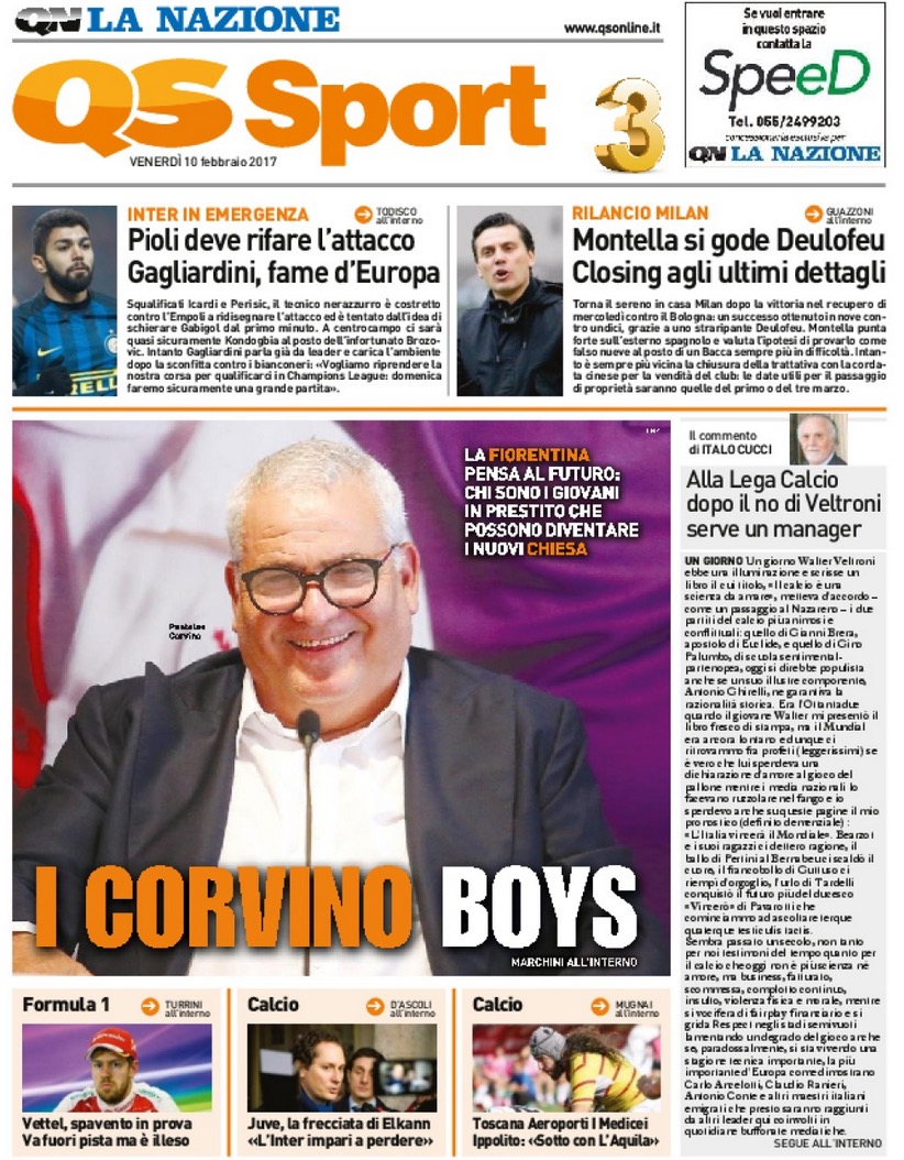 Quotidiani: le prime pagine di Qs, Stadio, Gazzetta, Corriere dello Sport, Tuttosport