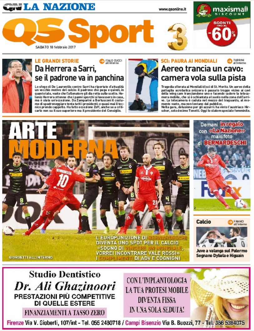Quotidiani: la prima pagina di Qs, Stadio, Gazzetta, Corriere dello Sport, Tuttosport