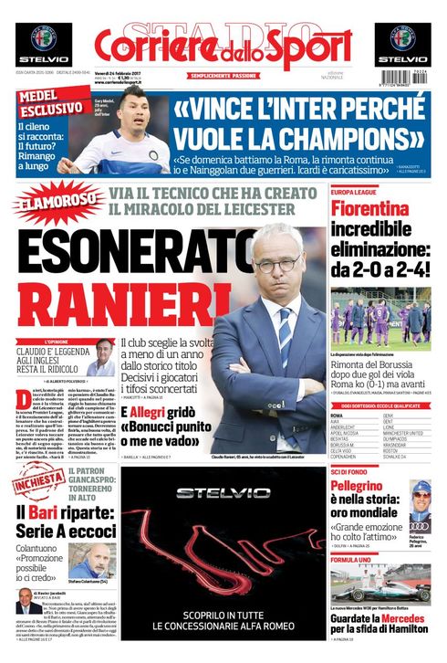 Quotidiani: la prima pagina di Qs, Stadio, Gazzetta, Corriere dello Sport, Tuttosport