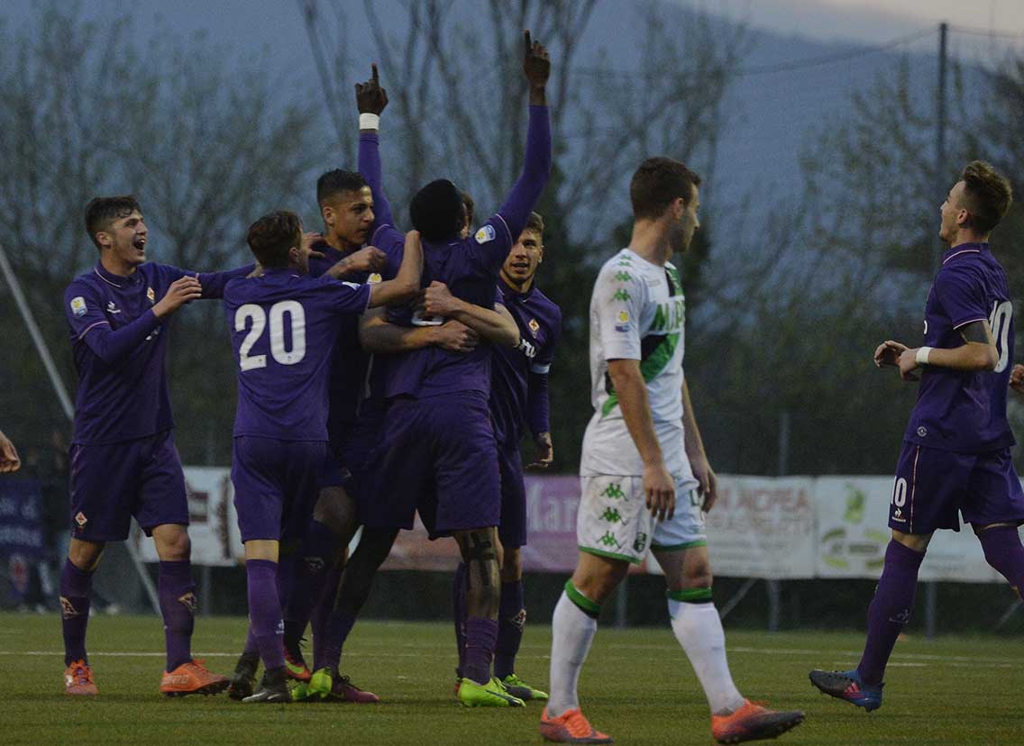 FIORENTINA PRIMAVERA-SASSUOLO. 22-03-2017 VIAREGGIO CUP. DIAKHATE ESULTA 1-0. GALASSI SILVANO