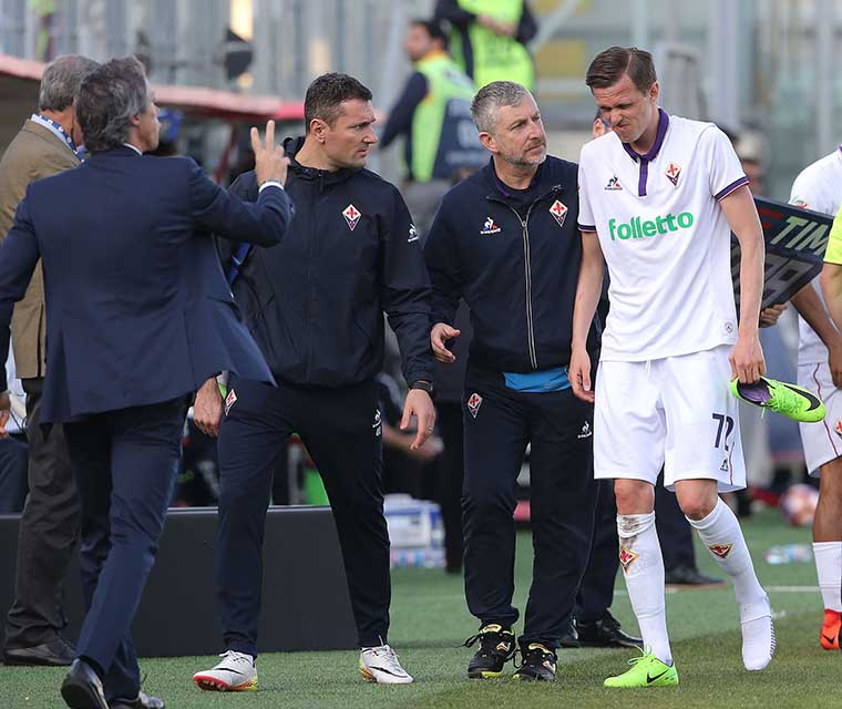 CROTONE-FIORENTINA 19-03-2017. PAULO SOUSA E JOSIP ILICIC INFORTUNATO. GALASSI SILVANO