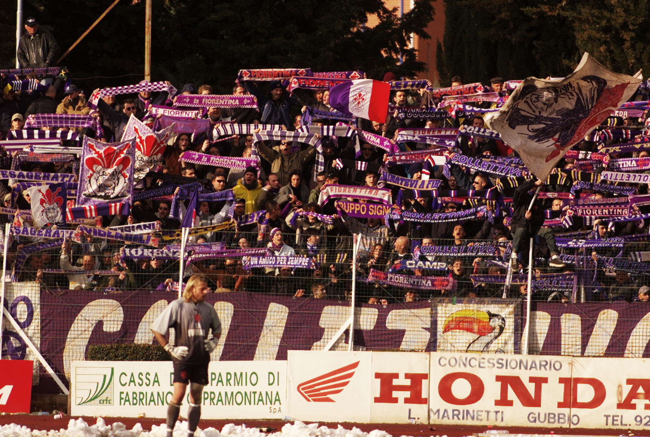 Neve sul Franchi, e la Fiorentina ricorda la giornata di Gubbio in C2 (FOTO)