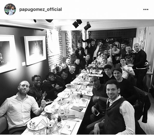 Atalanta, cena di gruppo per il compleanno di Conti