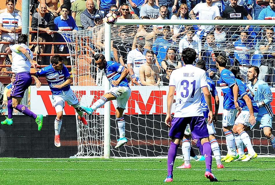 Goal Gonzalo Rodriguez SAMPDORIA-FIORENTINA 09-04-2017. GALASSI SILVANO