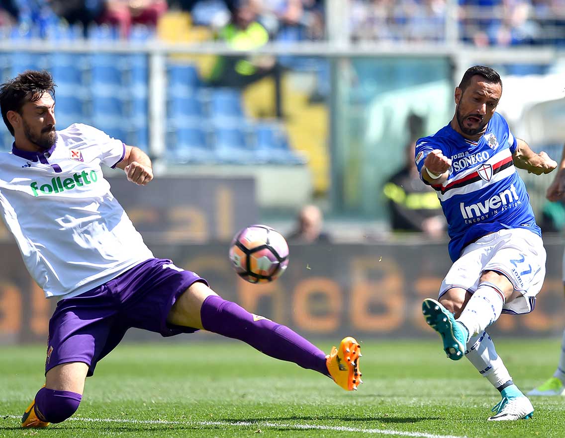 Quagliarella Astori SAMPDORIA-FIORENTINA 09-04-2017. GALASSI SILVANO