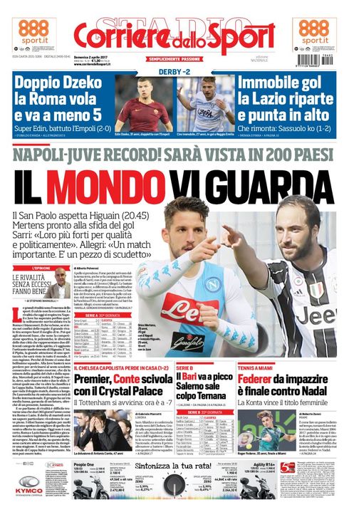Quotidiani: la prima pagina di Qs, Stadio, Gazzetta, Corriere dello Sport, Tuttosport