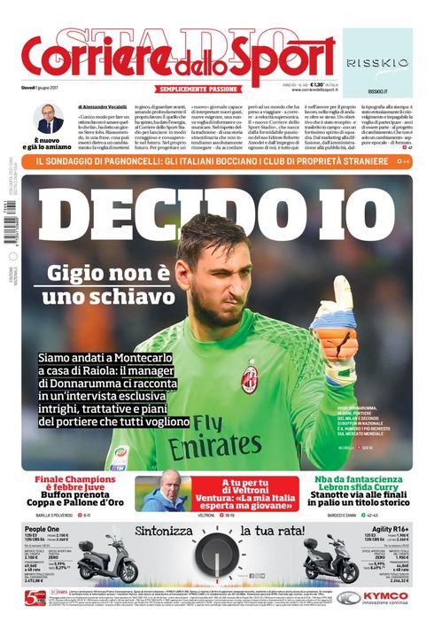 Quotidiani: la prima pagina di Qs, Stadio, Gazzetta, Corriere dello Sport, Tuttosport