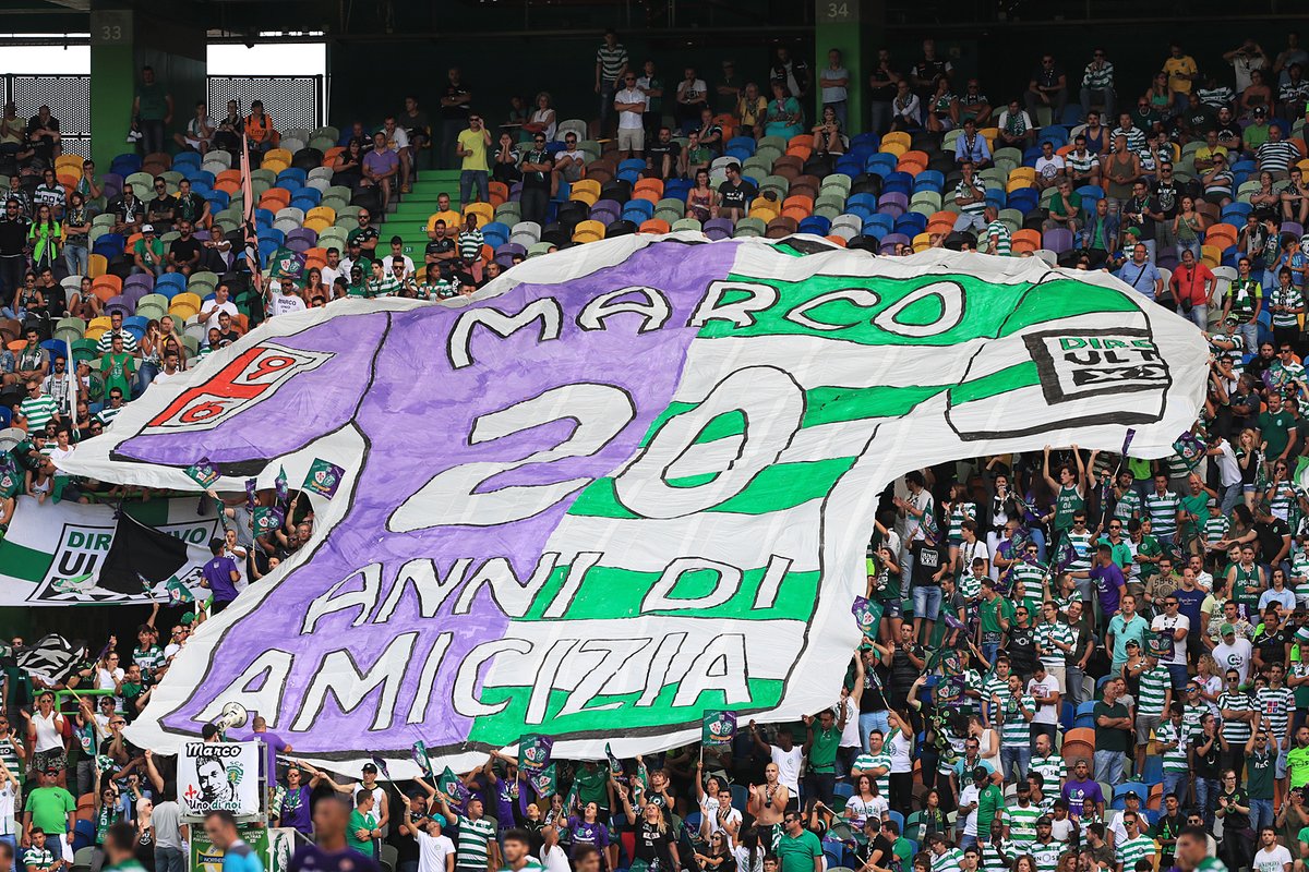 Sporting-Fiorentina, omaggio a Marco Ficini. E a fine gara i viola sotto la curva (FOTO/VIDEO)
