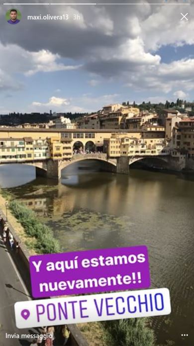 Maxi Olivera tornato a Firenze: posta un'immagine di Ponte Vecchio (FOTO)