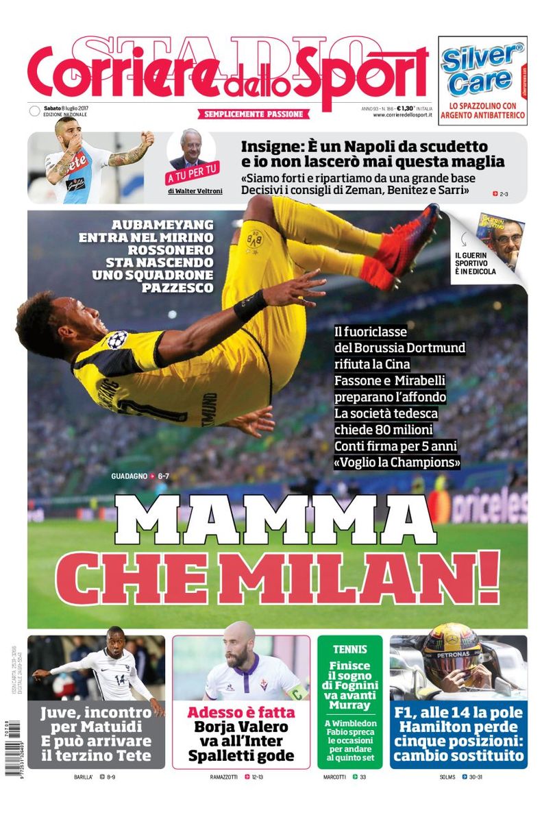 Quotidiani: la prima pagina di Qs, Stadio, Gazzetta, Corriere dello Sport, Tuttosport
