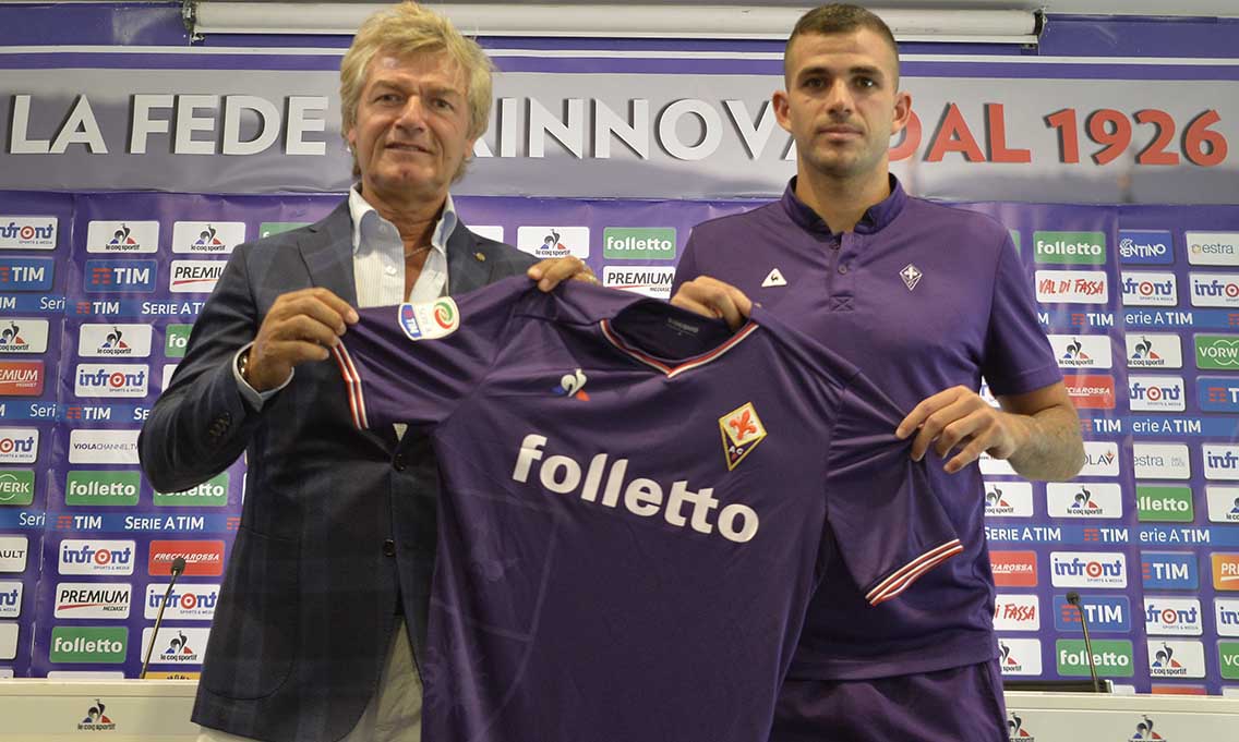 FIORENTINA 17-08-2017. GIANCARLO ANTOGNONI PRESENTA VALENTIN EYSSERIC. GALASSI SILVANO