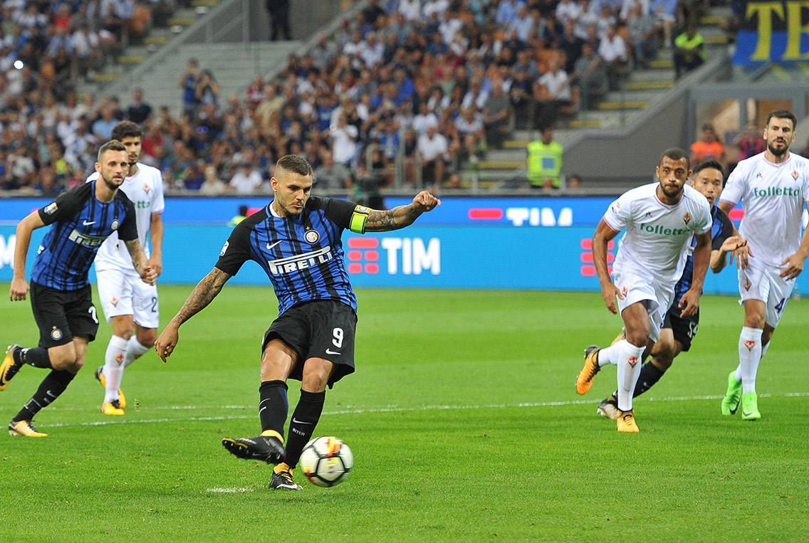 INTER-FIORENTINA CAMPIONATO SERIE A 20-08-2017 RIGORE DI MAURO ICARDI. GALASSI SILVANO
