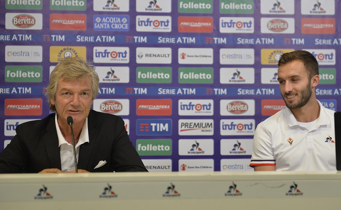 FIORENTINA 24-08-2017 GIANCARLO ANTOGNONI PRESENTA GERMAN PEZZELLA. GALASSI SILVANO