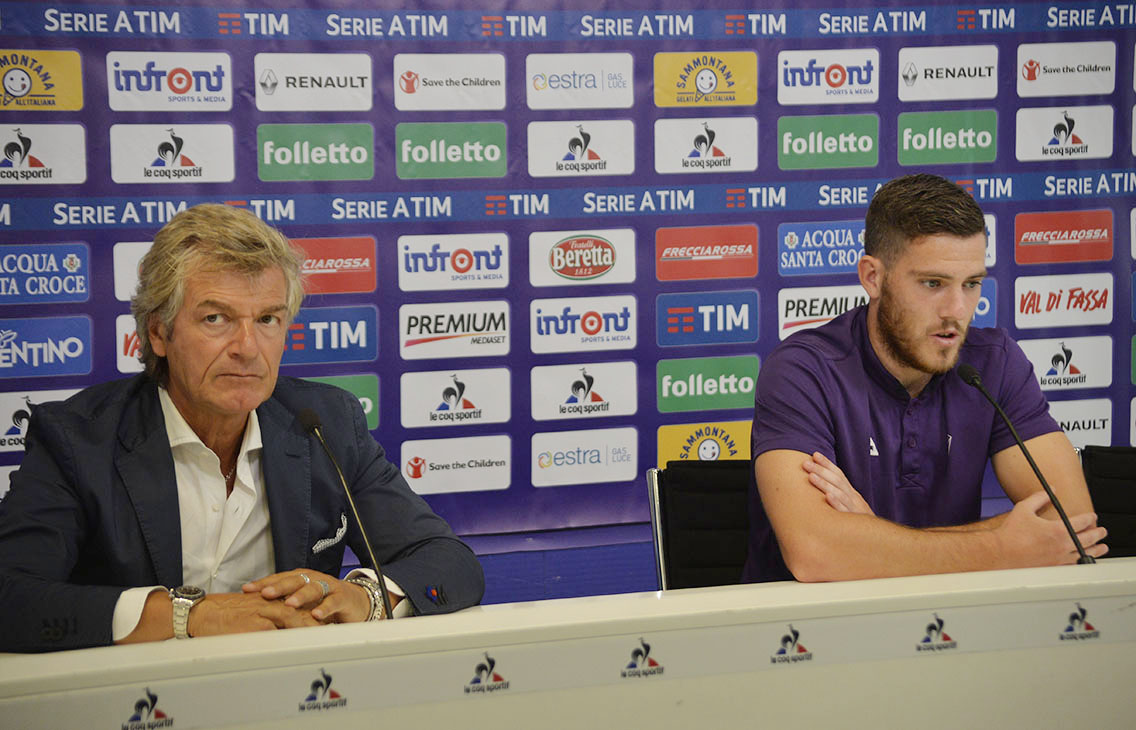 FIORENTINA 26-08-2017. PRESENTAZIONE VERETOUT JORDAN E GIANCARLO ANTOGNONI. GALASSI SILVANO