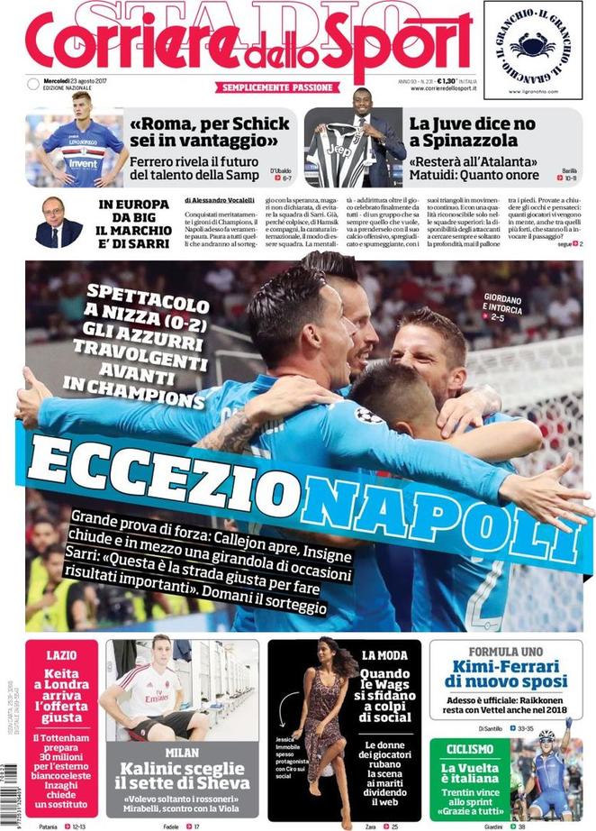 Quotidiani: la prima pagina di Qs, Stadio, Gazzetta, Corriere dello Sport, Tuttosport