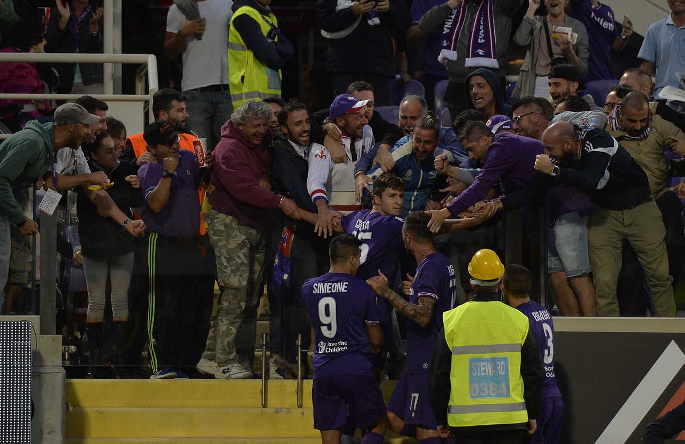 Fiorentina-Bologna Chiesa esultanza