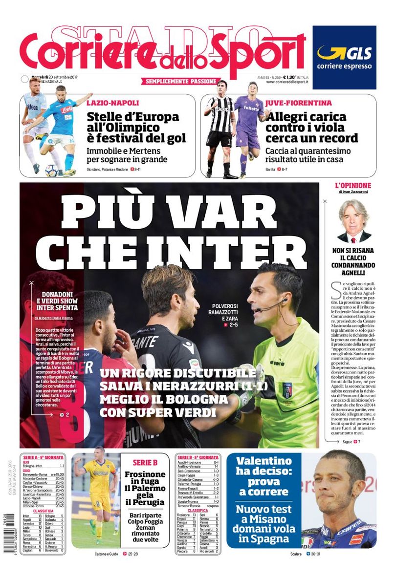Quotidiani: la prima pagina di Qs, Stadio, Gazzetta, Corriere dello Sport, Tuttosport